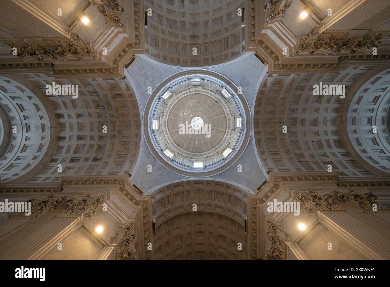 GENOA, ITALY JULY 26, 2023 - The inner dome of the Basilica of Carignano, Holy Mary of the Assumption (Santa Maria Assunta) in Genoa, Italy Stock Photo