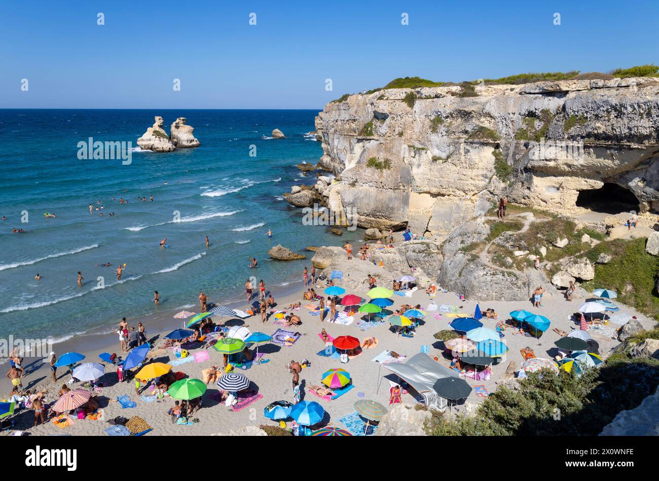 TORRE DELL'ORSO, ITALY, JULY 14, 2022 - View of the beach called of the ...