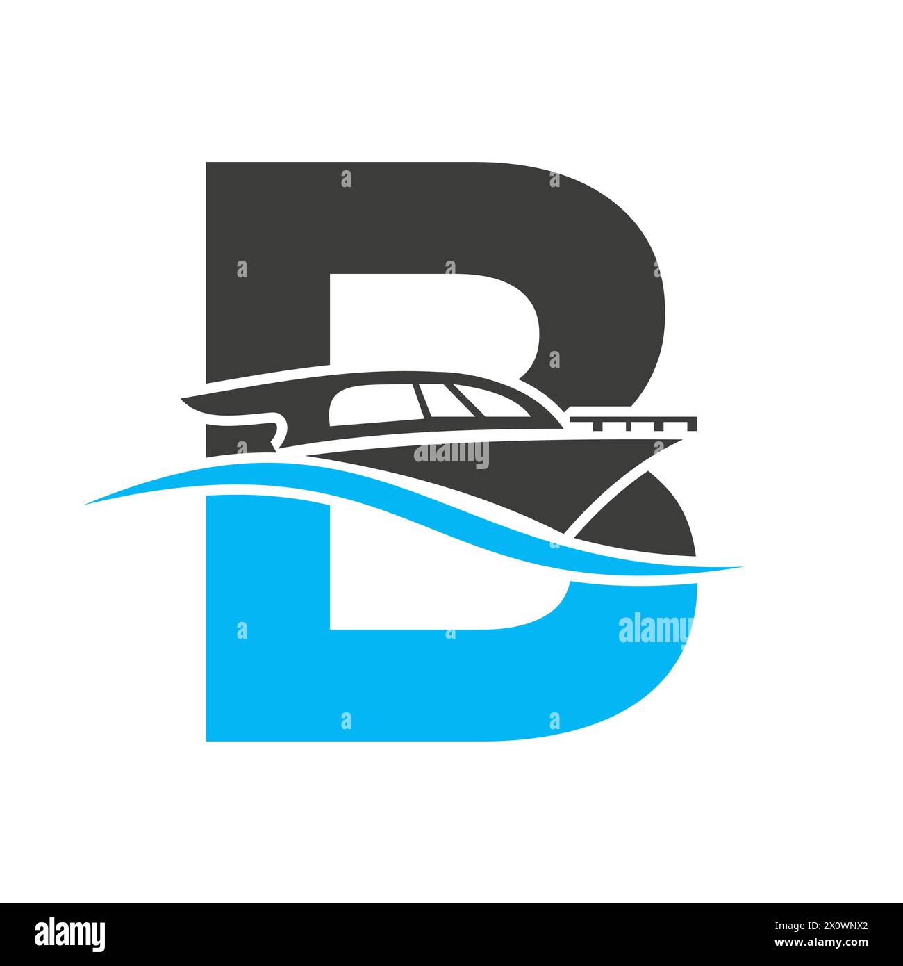 Letter B Boat Logo Concept For Sailboat, Shipping Symbol. Yacht Sign Stock Vector