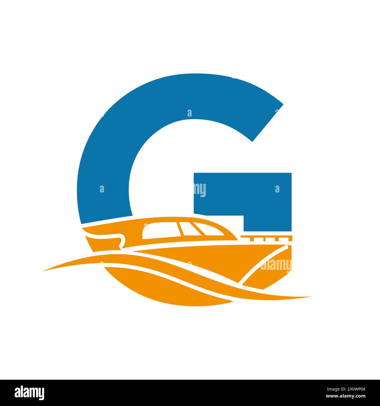 Letter G Boat Logo Concept For Sailboat, Shipping Symbol. Yacht Sign Stock Vector