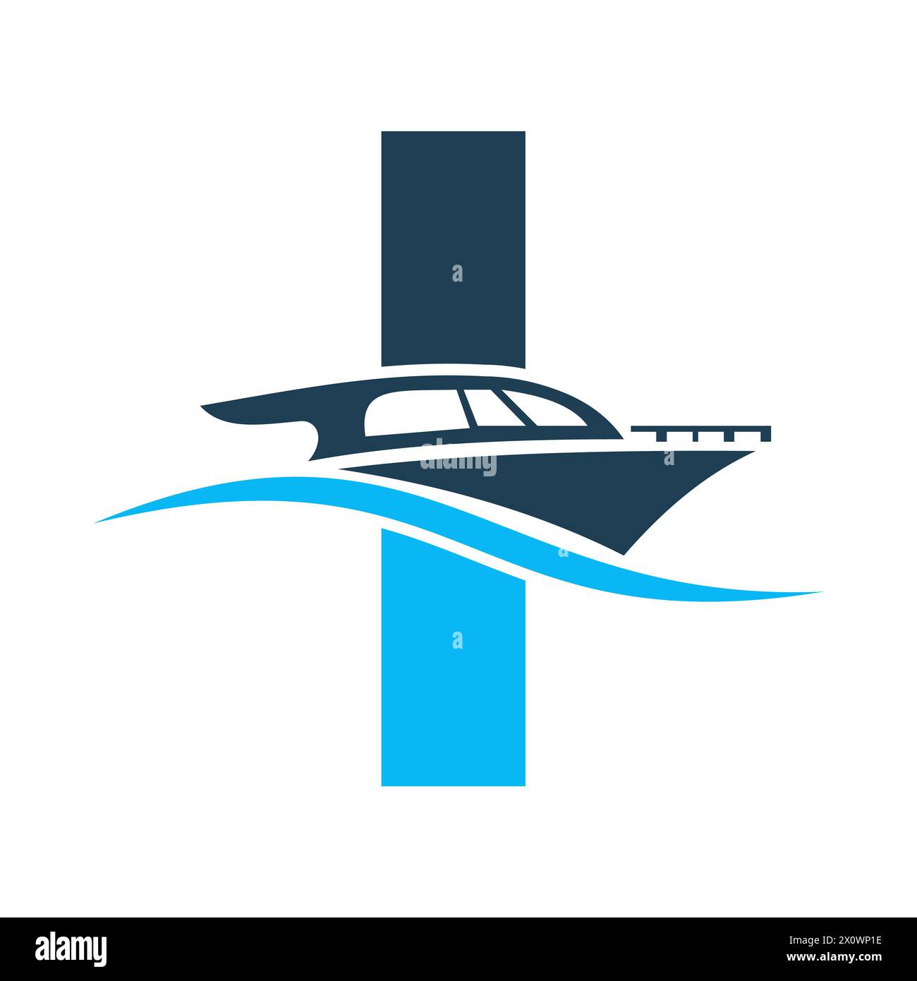 Letter I Boat Logo Concept For Sailboat, Shipping Symbol. Yacht Sign Stock Vector