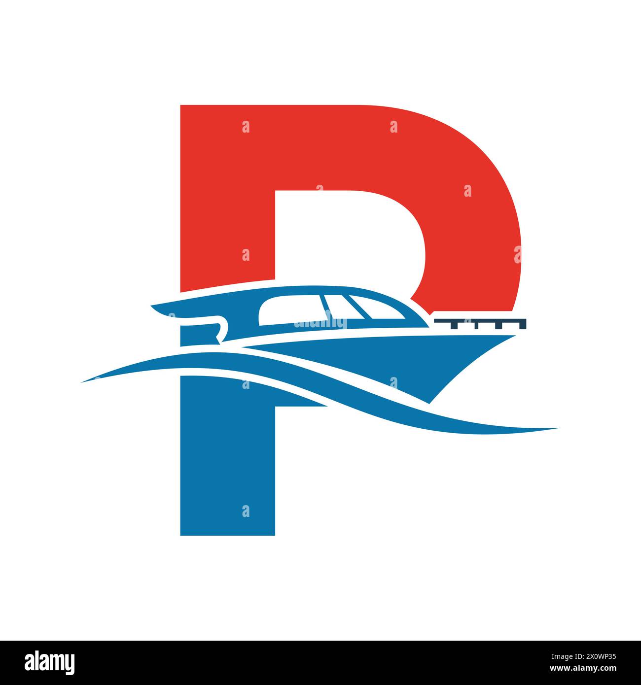 Letter P Boat Logo Concept For Sailboat, Shipping Symbol. Yacht Sign ...