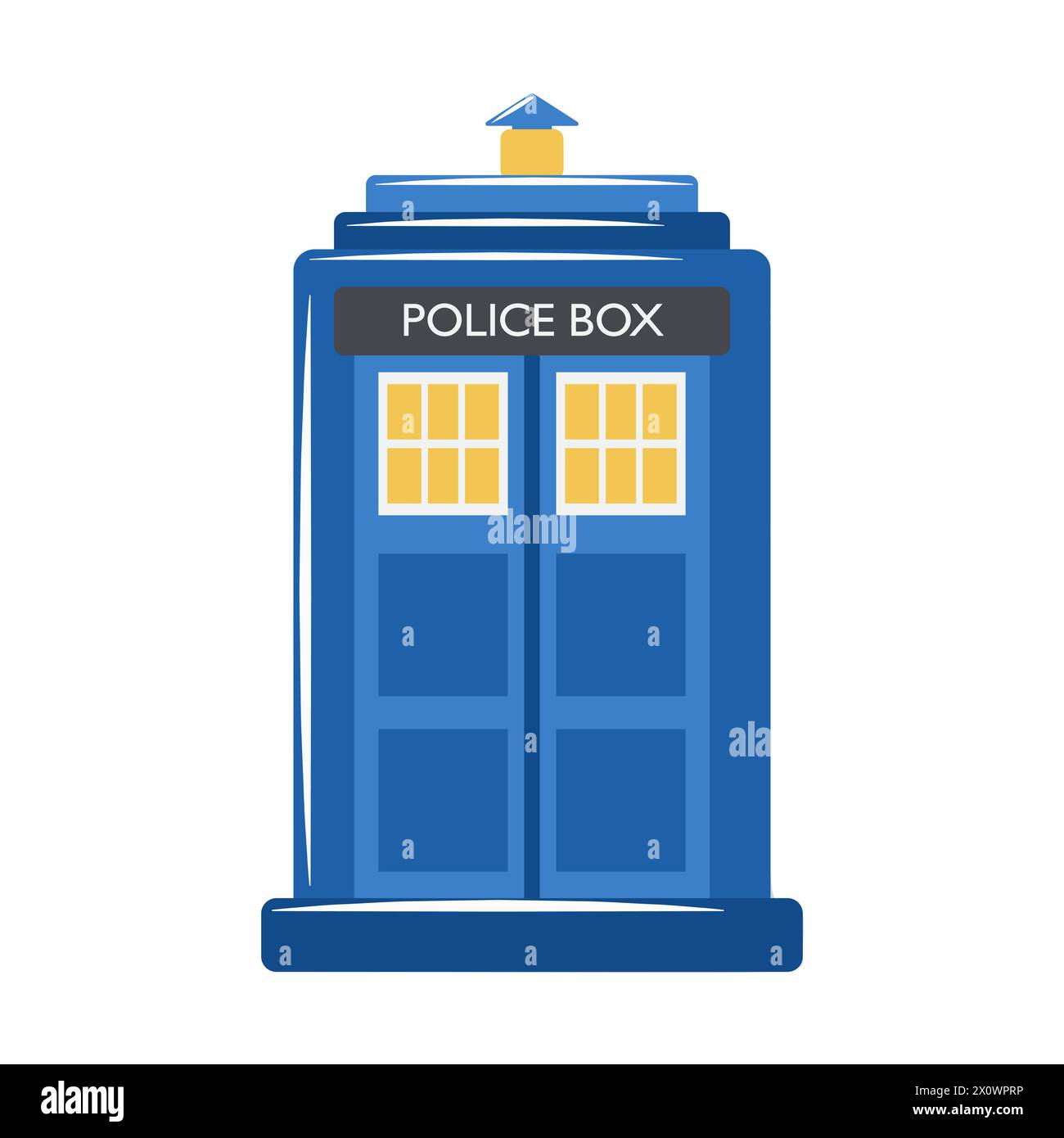 Traditional British police box, abstract travel to London sticker vector illustration Stock Vector