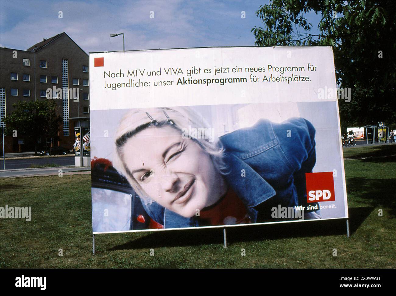 RECORD DATE NOT STATED Berlin/Brandenburg/Germany/Billboards of Helmut Josef Michael Kohl, Geerman canchellor and leader of CDU been vandelized during general eelctions compiagn in Berlain and other billbaards are SPD are fine and people infront billboard in Berlin Brad nenburg Germany Photo.Francis Joseph Dean/Dean Pictures Stock Photo