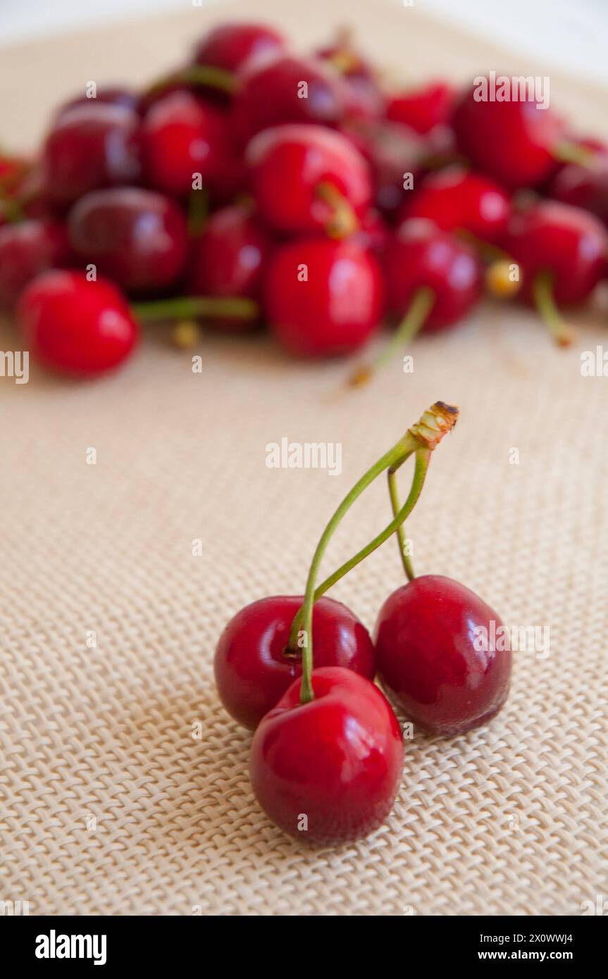Cherries. Close view. Stock Photo