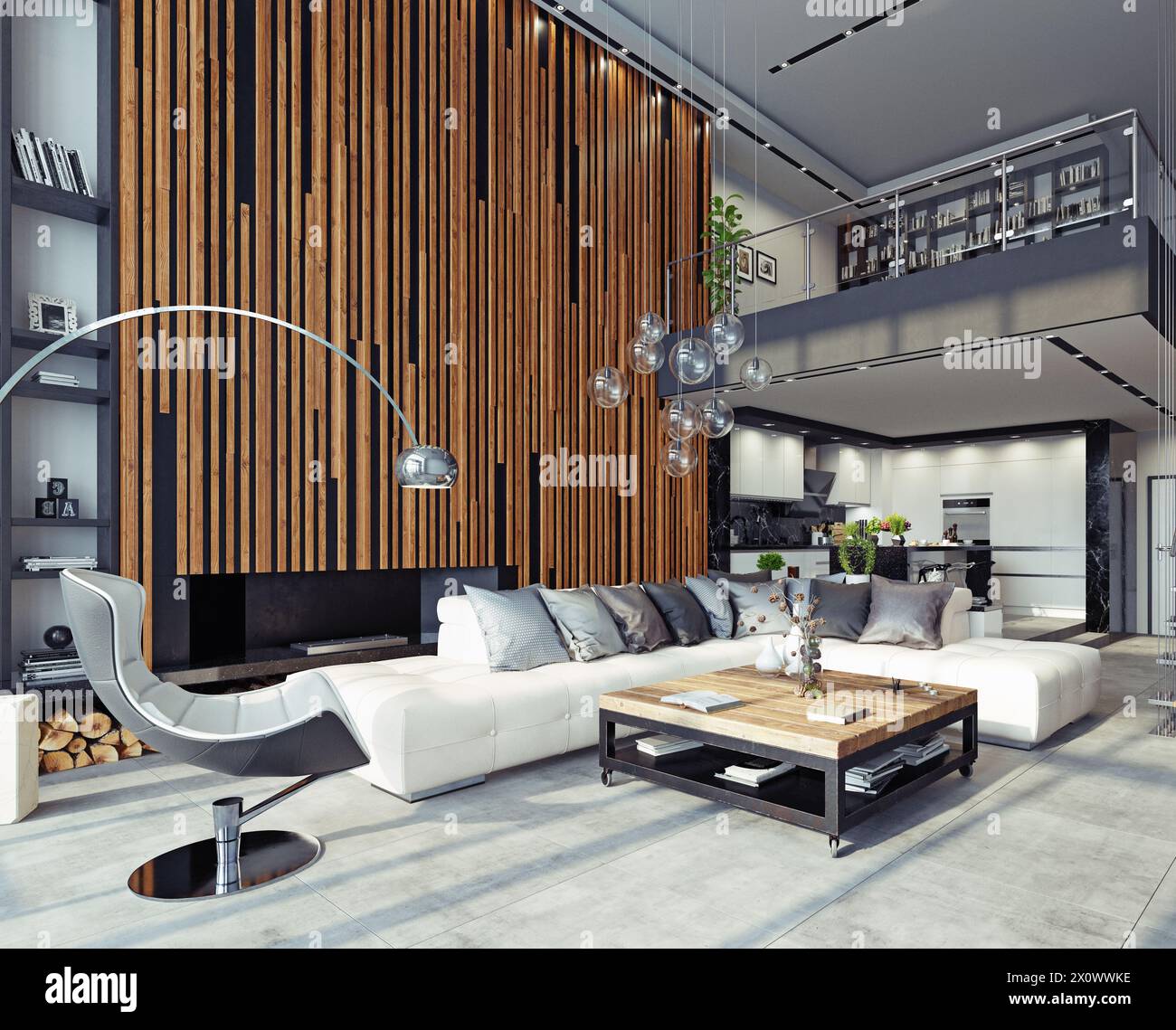 modern living interior design concept. 3d rendering idea Stock Photo ...