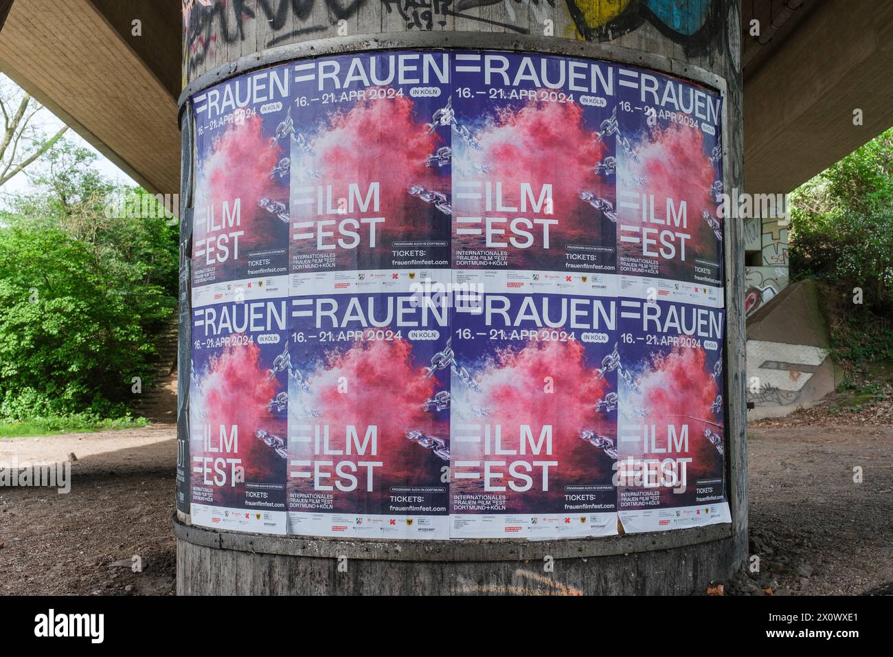Posters announce the International Women's Film Festival Dortmund + Cologne, which is taking place in Cologne this year Stock Photo