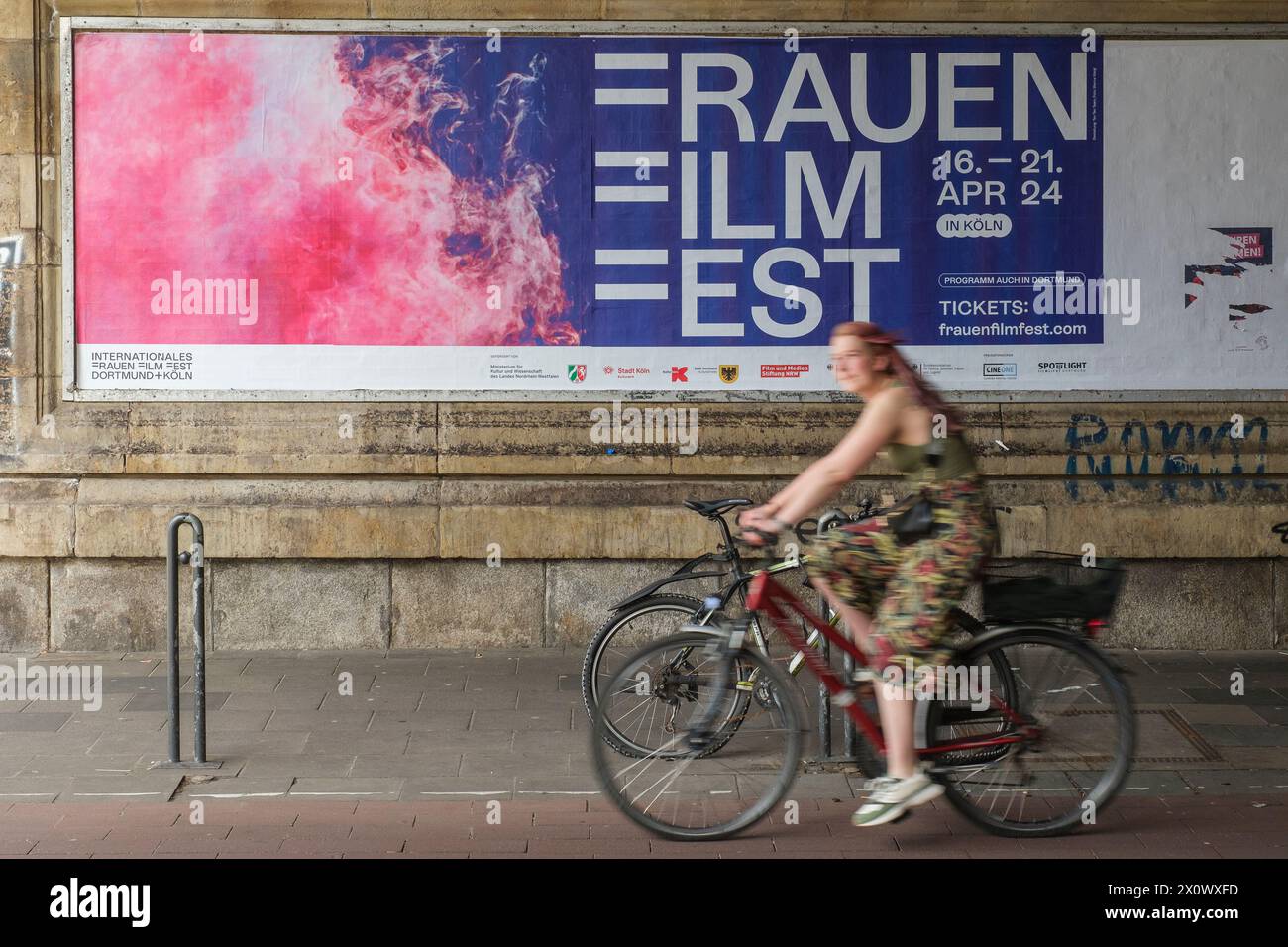 Posters announce the International Women's Film Festival Dortmund + Cologne, which is taking place in Cologne this year Stock Photo