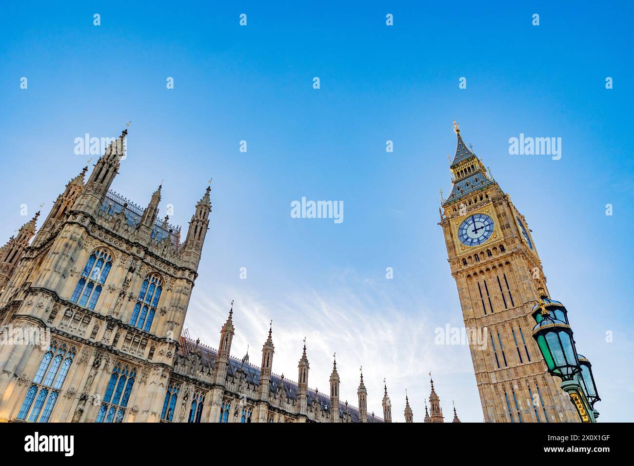 Big Ben is the common name for the Great Bell of the Great Clock of Westminster, and by extension to the clock tower and the clock itself. Stock Photo