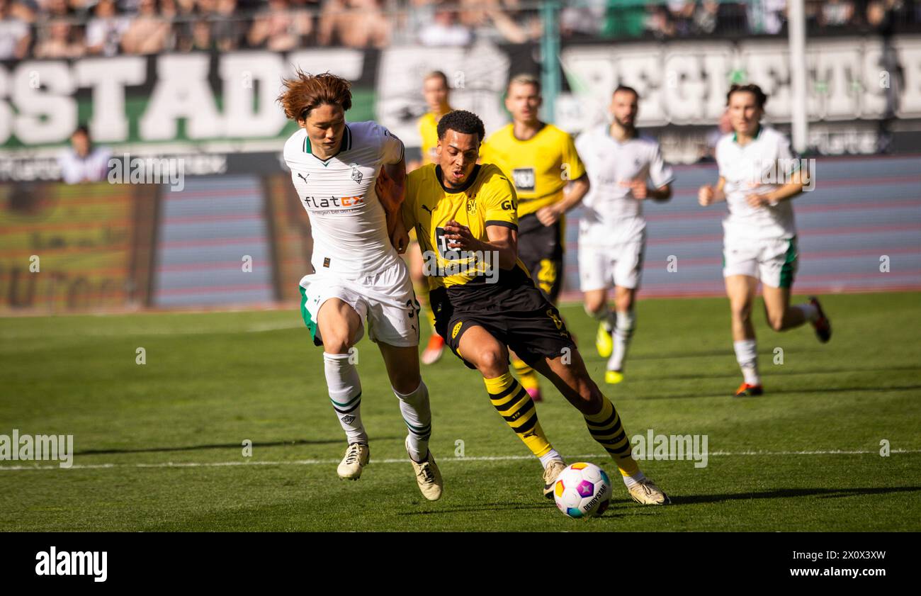 Mönchengladbach Germany. 13th Apr 2024. Felix Nmecha (BVB) Ko Itakura