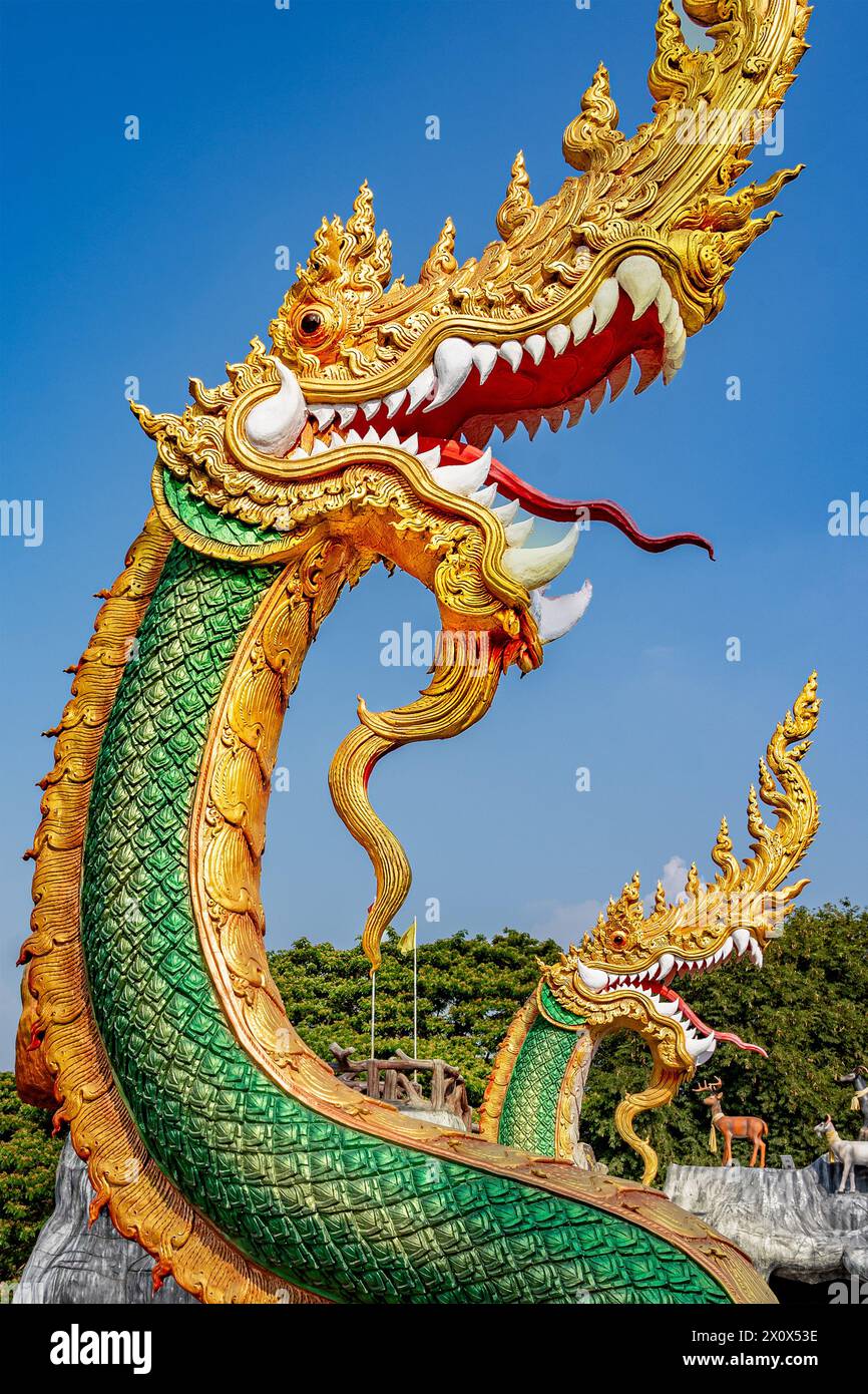 ‘NAGA’ mythological giant serpent statue. Colorful serpent-like statue ...