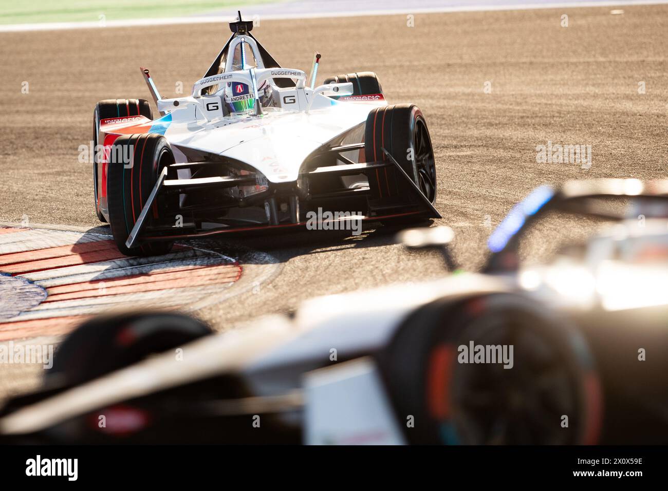 01 DENNIS Jake (gbr), Andretti Global, Porsche 99X Electric, action during the 2024 Misano ePrix, 5th meeting of the 2023-24 ABB FIA Formula E World Championship, on the Misano World Circuit Marco Simoncelli from April 11 to 14, 2024 in Misano Adriatico, Italy Stock Photo