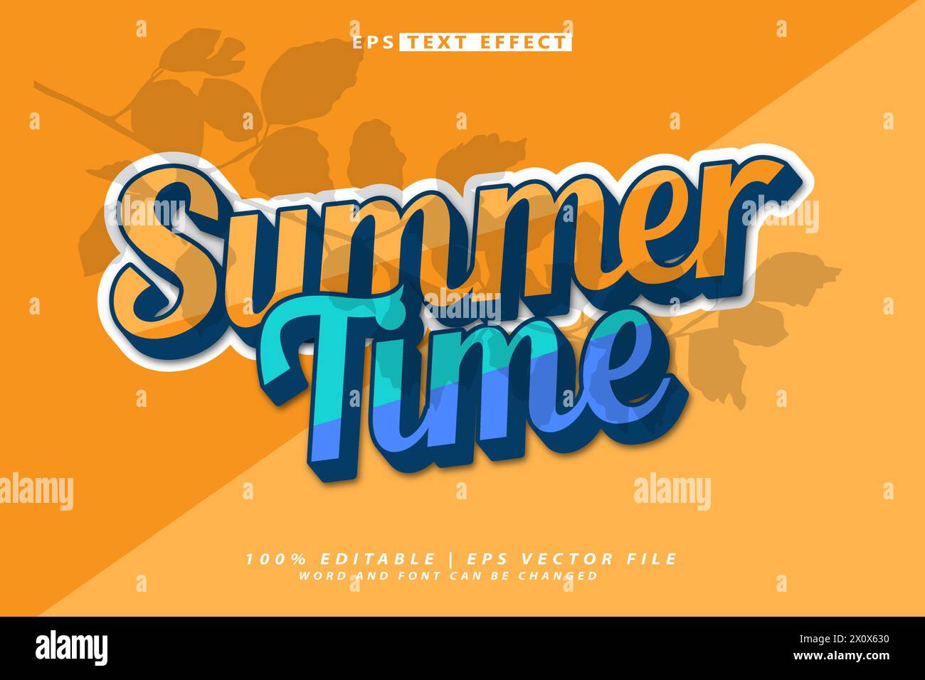 hello summer lettering 3d editable text effect Stock Vector