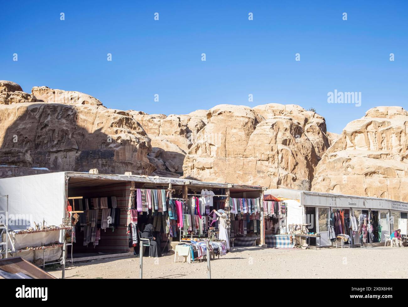 shops at the nabataean ruins at little petra jordan Stock Photo