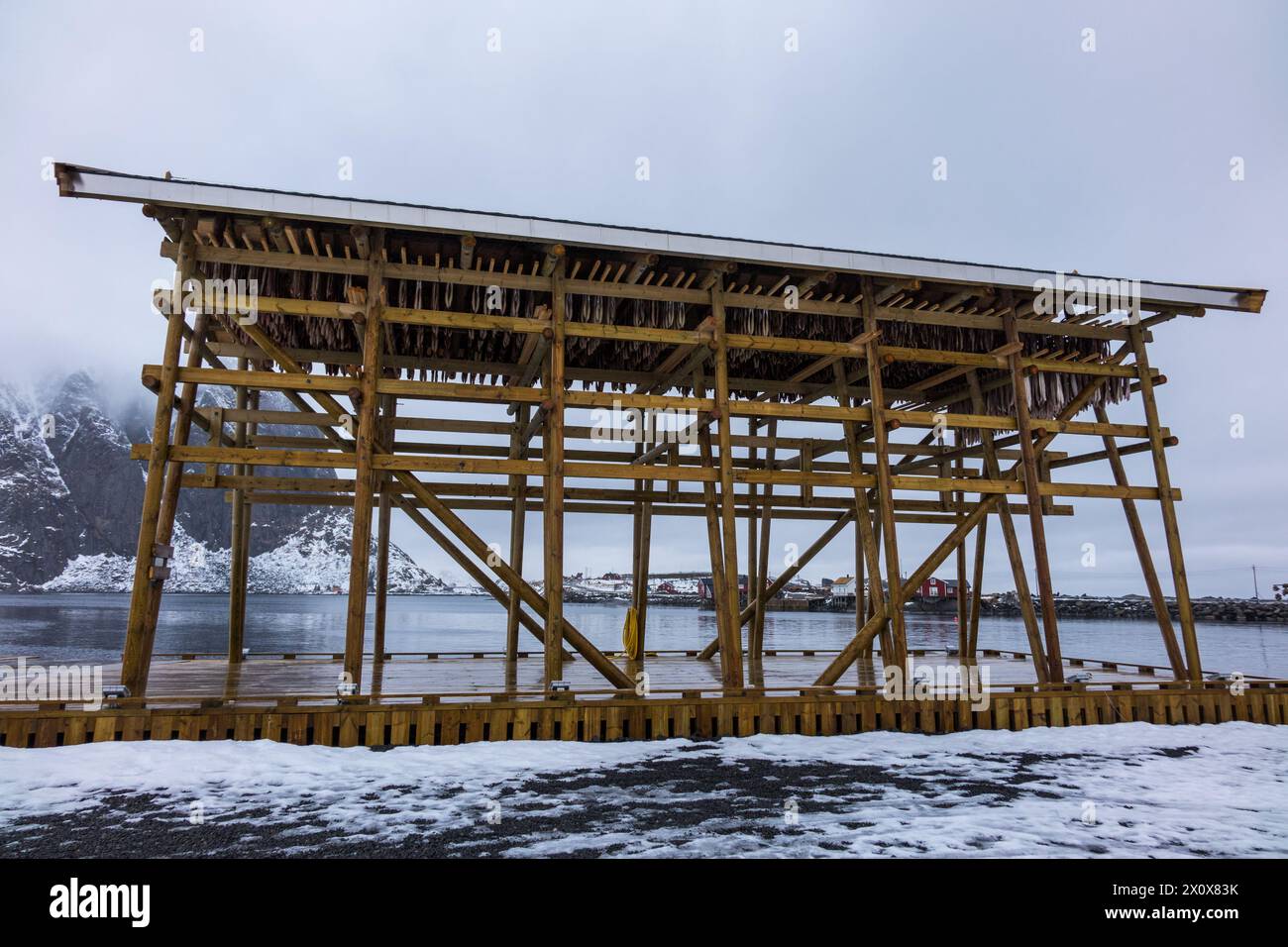 Stockfish on a rack, Sakrisoy, Lofoten, Norway Stock Photo - Alamy
