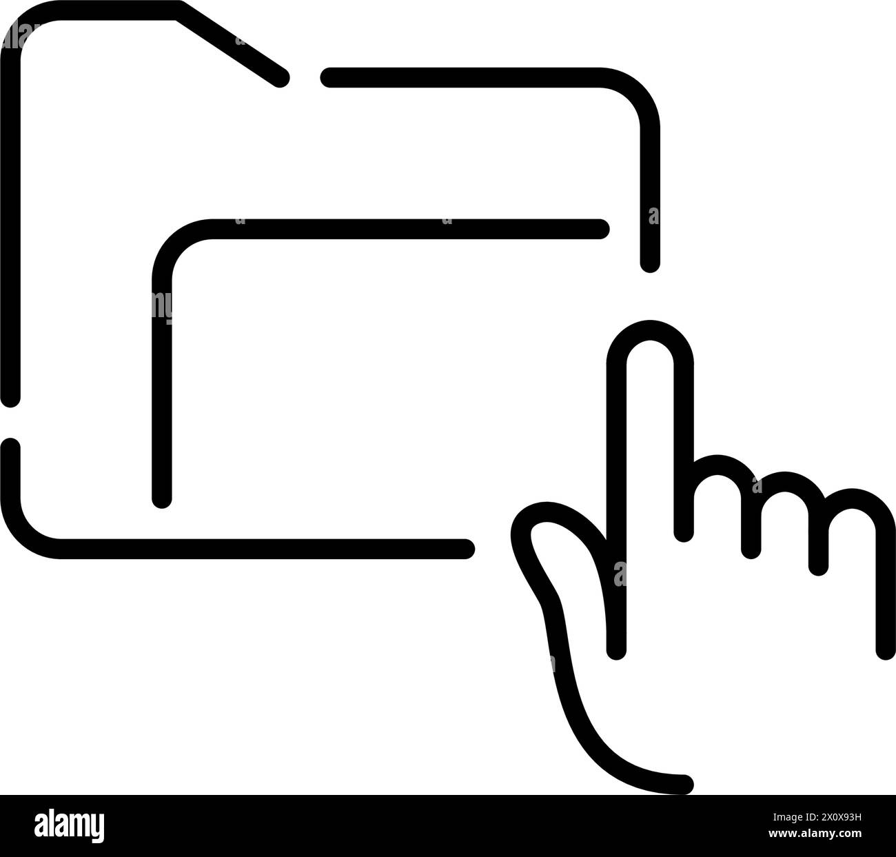 Retrieving or accessing document. File management system. Finger clicking on digital folder. Editable vector icon Stock Vector