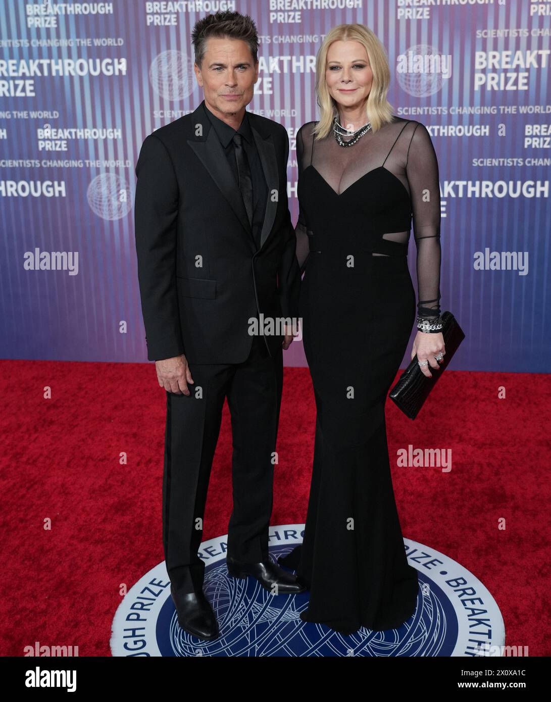 (L-R) Rob Lowe and Sheryl Berkoff arrives at the 10th Annual Breakthrough Prize Ceremony held at the Academy Museum of Motion Picture in Los Angeles, CA on Saturday, ?April 13, 2024. (Photo By Sthanlee B. Mirador/Sipa USA) Stock Photo