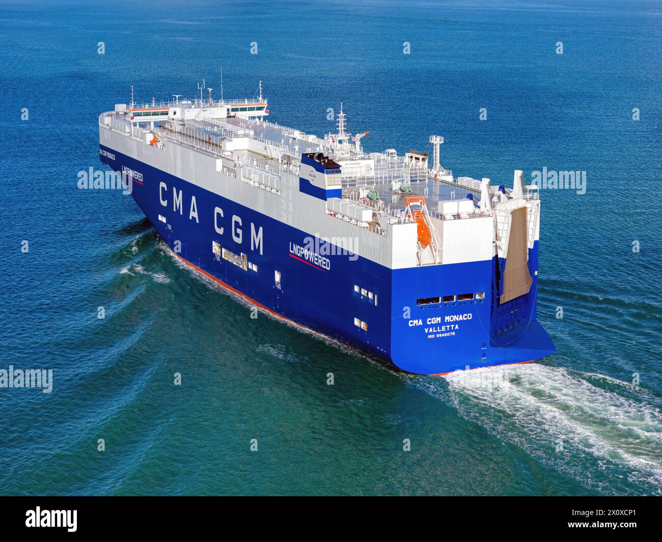 CMA CGM Monaco is one of four dual-fuel LNG-powered car carriers on charter from Eastern Pacific Shipping of Singapore. Stock Photo