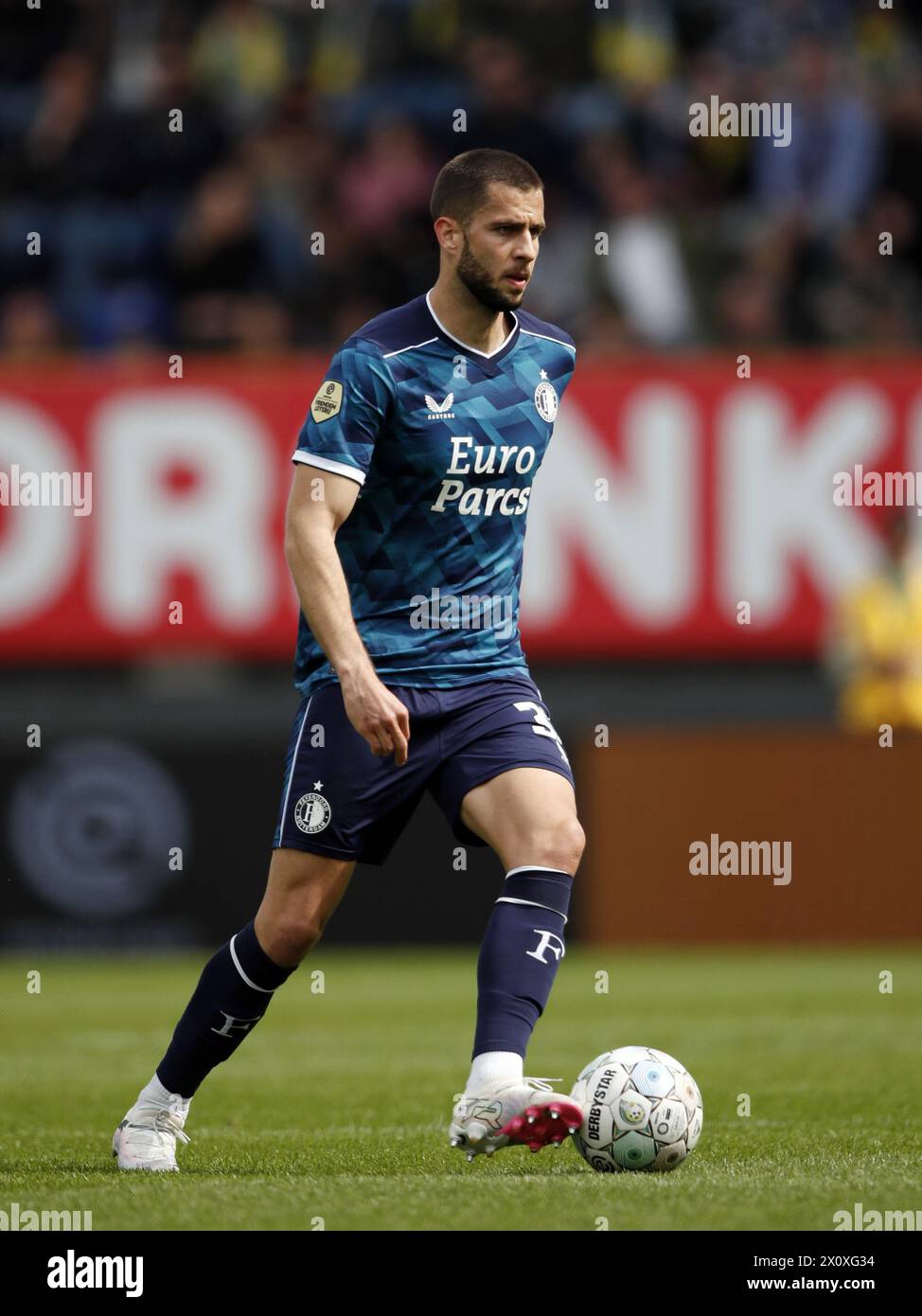 SITTARD - David Hancko of Feyenoord during the Dutch Eredivisie match between Fortuna Sittard and Feyenoord Rotterdam at the Fortuna Sittard Stadium on April 14, 2024 in Sittard, Netherlands. ANP BART STOUTJESDIJK Stock Photo