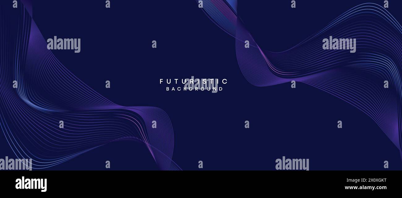 technology, digital age, data visualization, future technology background Smooth wave lines with purple, blue, and green gradient banner, presentation Stock Vector