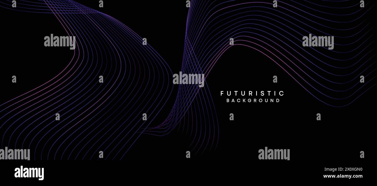 technology, digital age, data visualization, future technology background Smooth wave lines with purple, blue, and green gradient banner, presentation Stock Vector