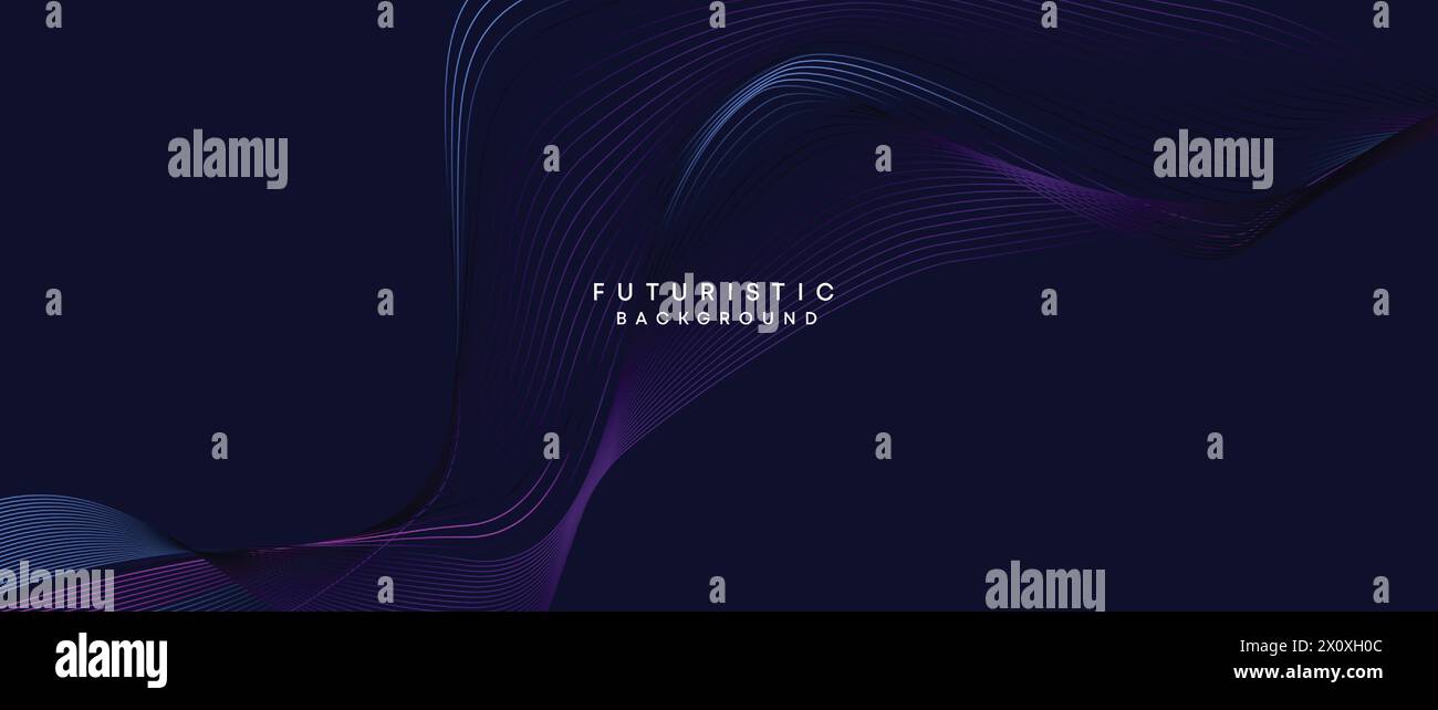 technology, digital age, data visualization, future technology background Smooth wave lines with purple, blue, and green gradient banner, presentation Stock Vector