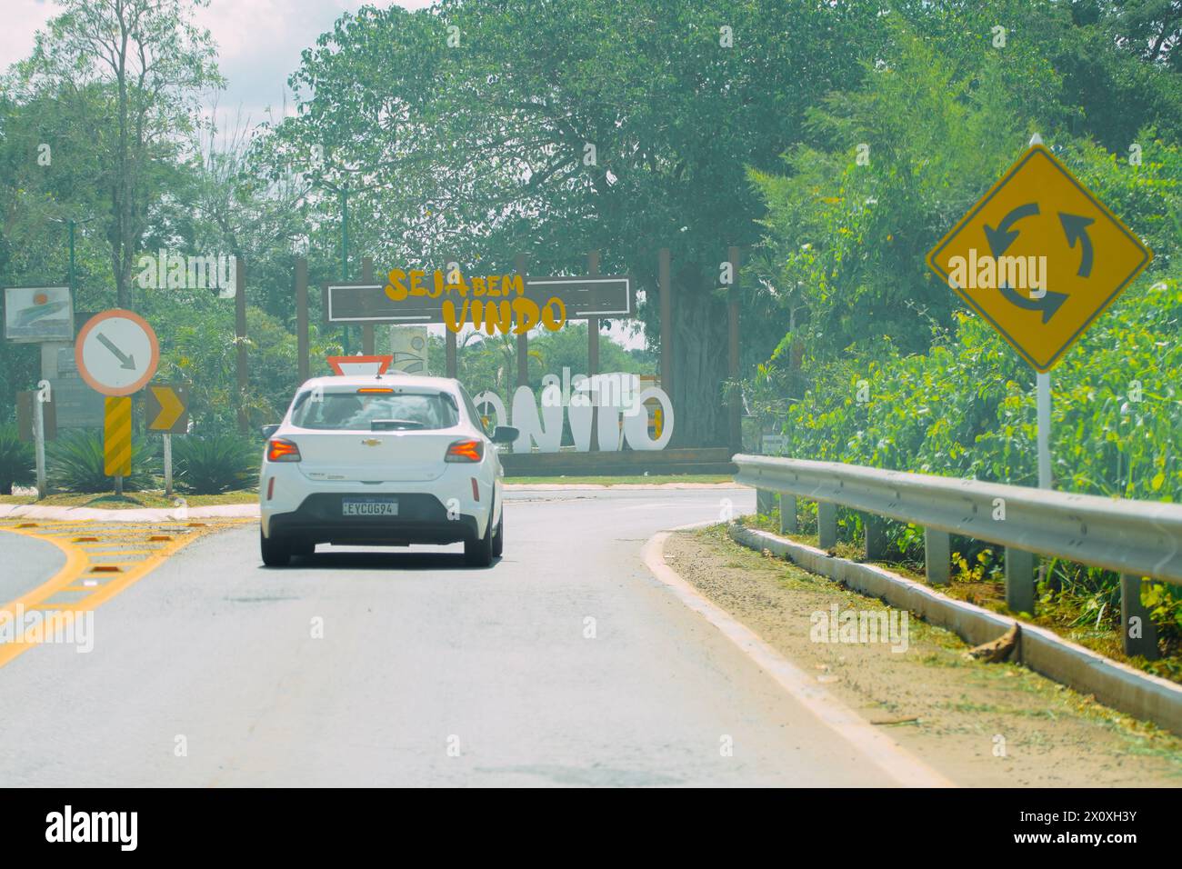 Tourist arriving by car in the city of Bonito, in the state of Mato Grosso do Sul Stock Photo