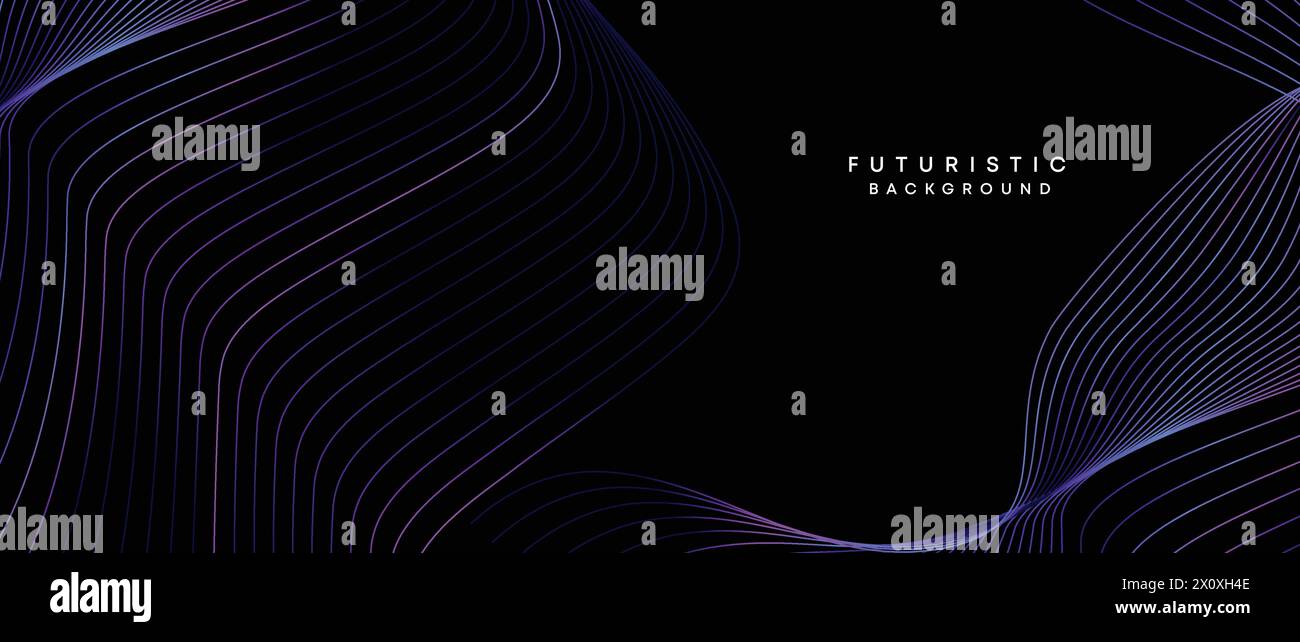 technology, digital age, data visualization, future technology background Smooth wave lines with purple, blue, and green gradient banner, presentation Stock Vector