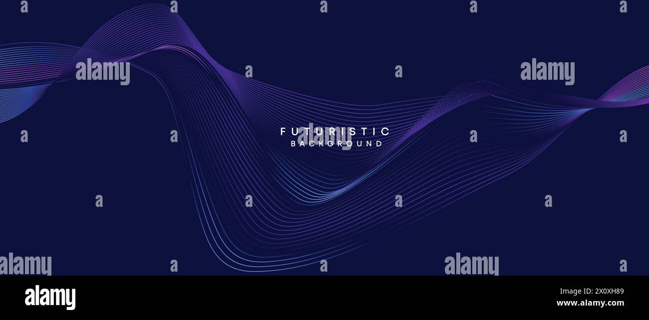 technology, digital age, data visualization, future technology background Smooth wave lines with purple, blue, and green gradient banner, presentation Stock Vector