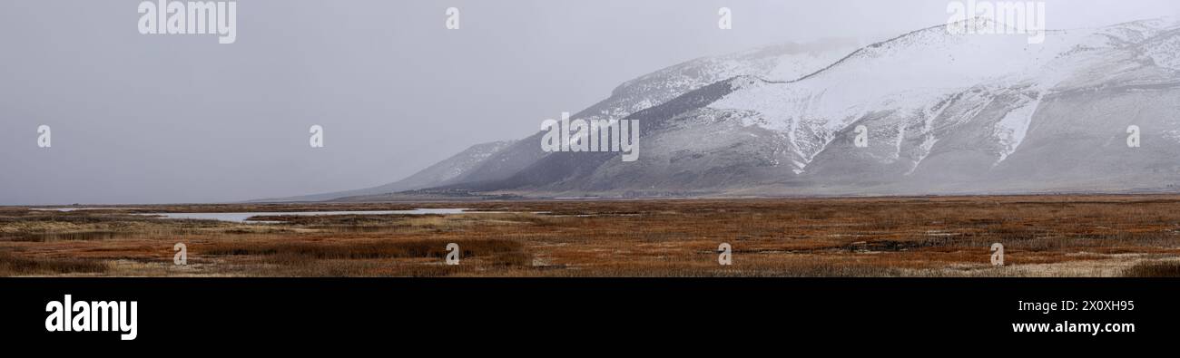 The east side of the Ruby Mountains at Ruby Lake National Wildlife Refuge in Nevada. Stock Photo
