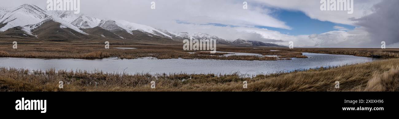 The east side of the Ruby Mountains at Ruby Lake National Wildlife Refuge in Nevada. Stock Photo