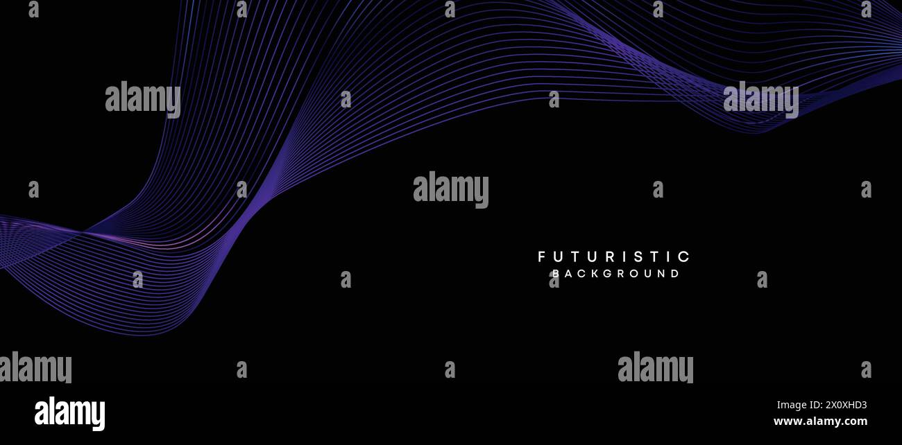 technology, digital age, data visualization, future technology background Smooth wave lines with purple, blue, and green gradient banner, presentation Stock Vector