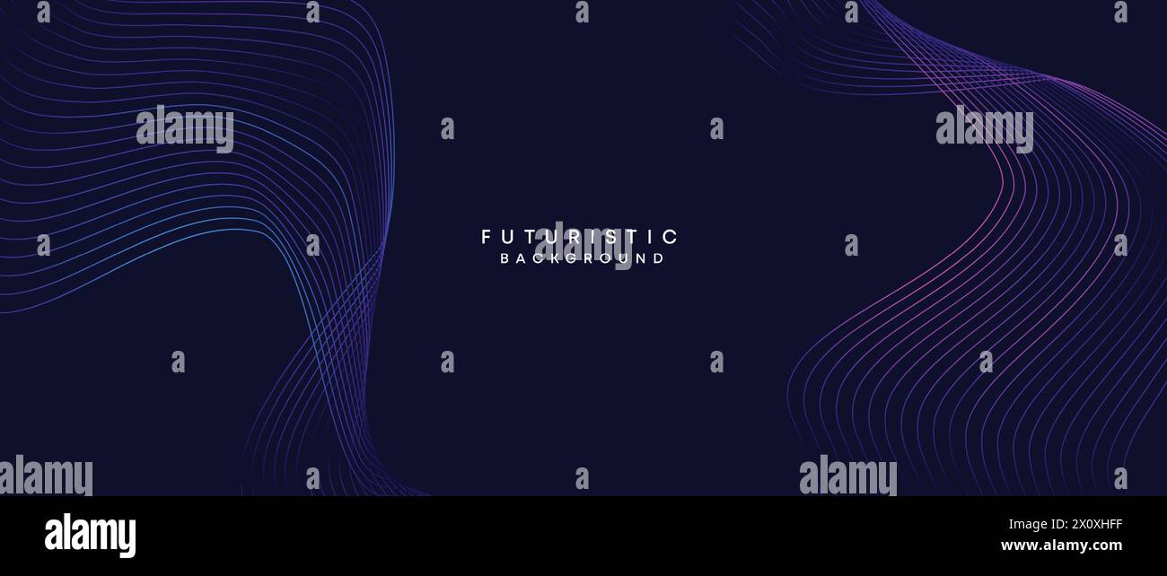 technology, digital age, data visualization, future technology background Smooth wave lines with purple, blue, and green gradient banner, presentation Stock Vector