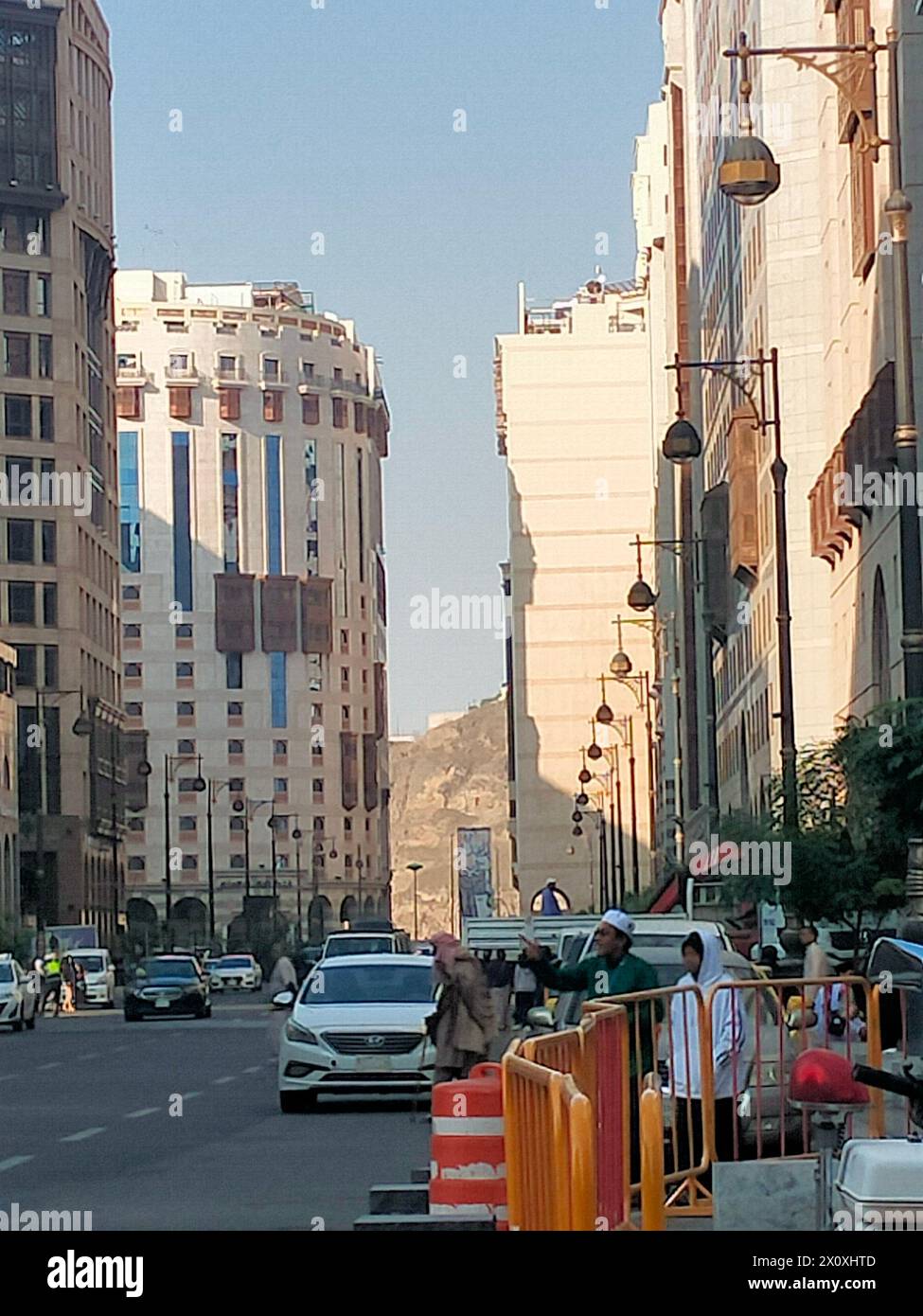 The highway in Medina, Saudi Arabia is busy with cars during the day Stock Photo