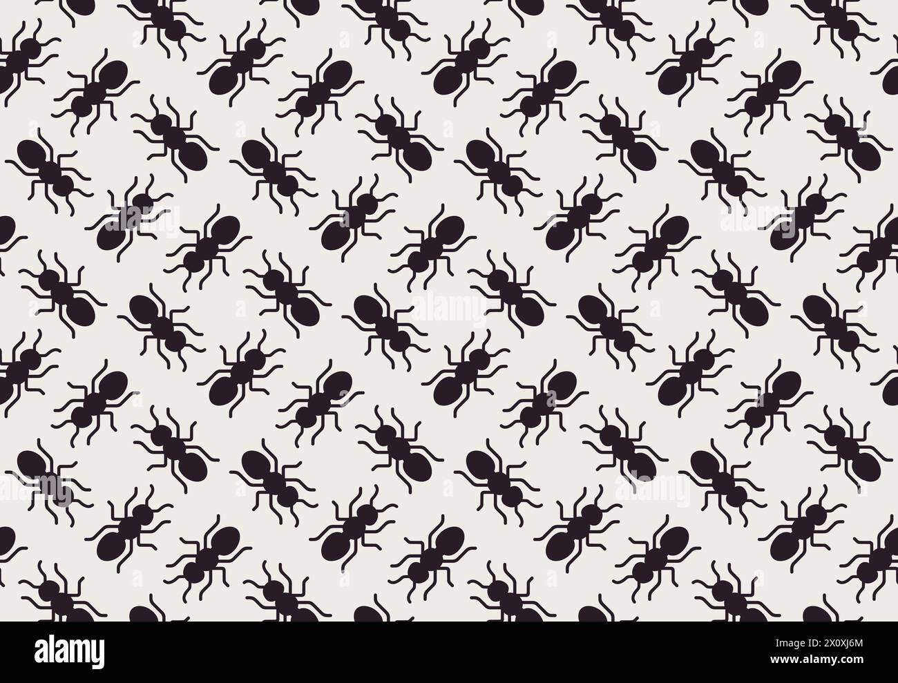 Seamless black ants pattern, simple geometric silhouettes.Flat design background illustration. Stock Vector