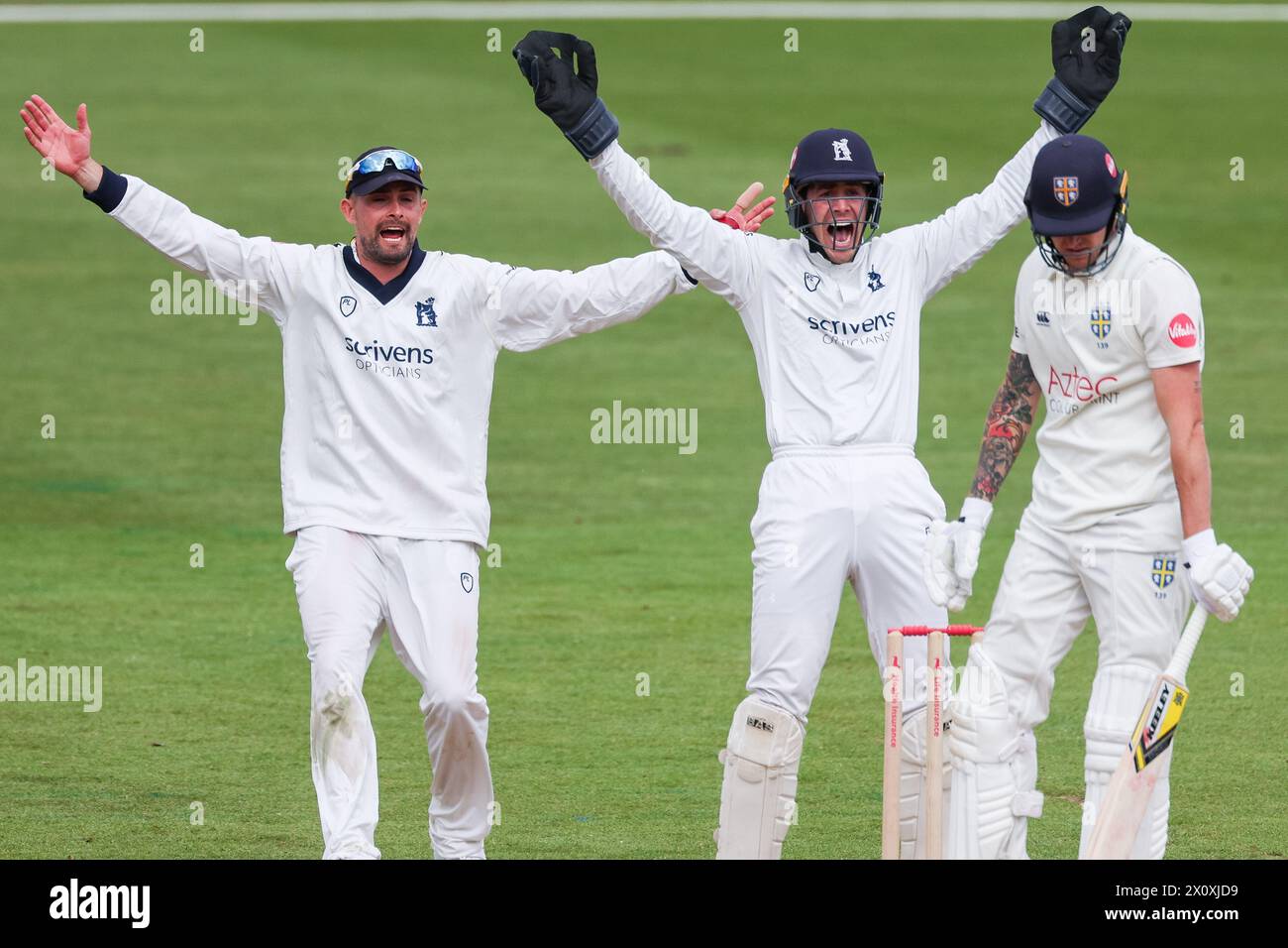 Birmingham, UK. 14th Apr, 2024. Warwickshire's Will Rhodes & Michael ...