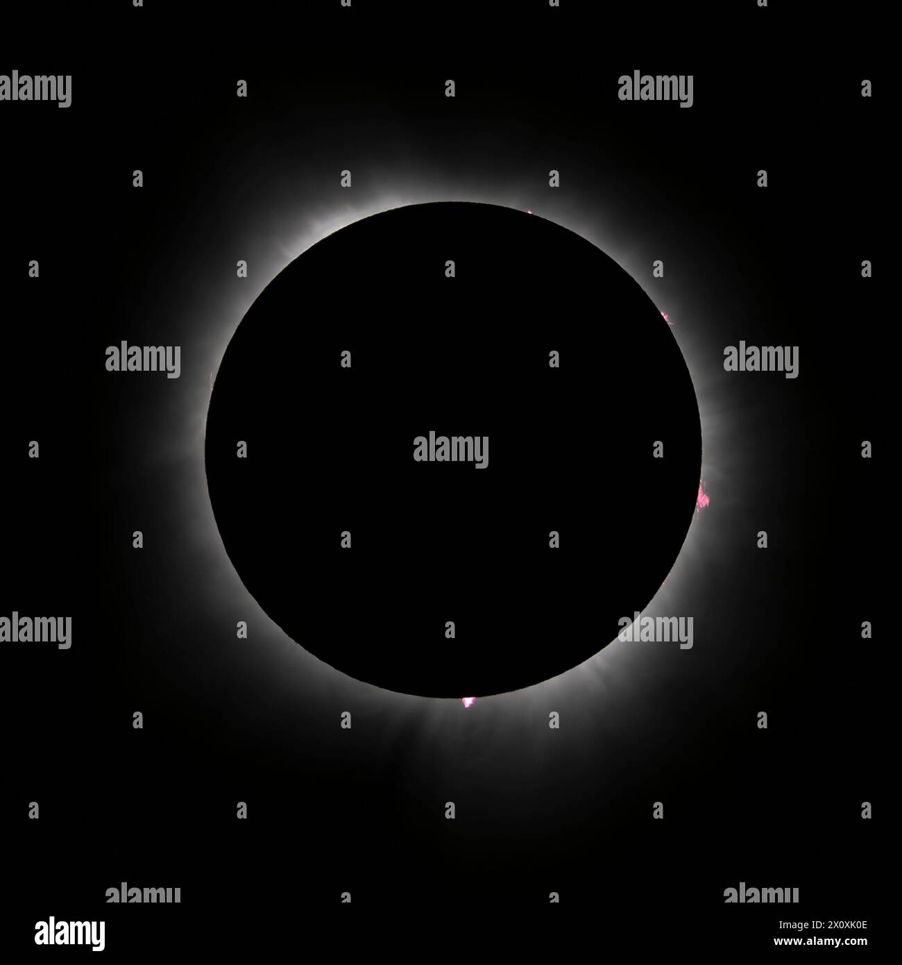 Totality during the solar eclipse on April 8, 2024, with solar