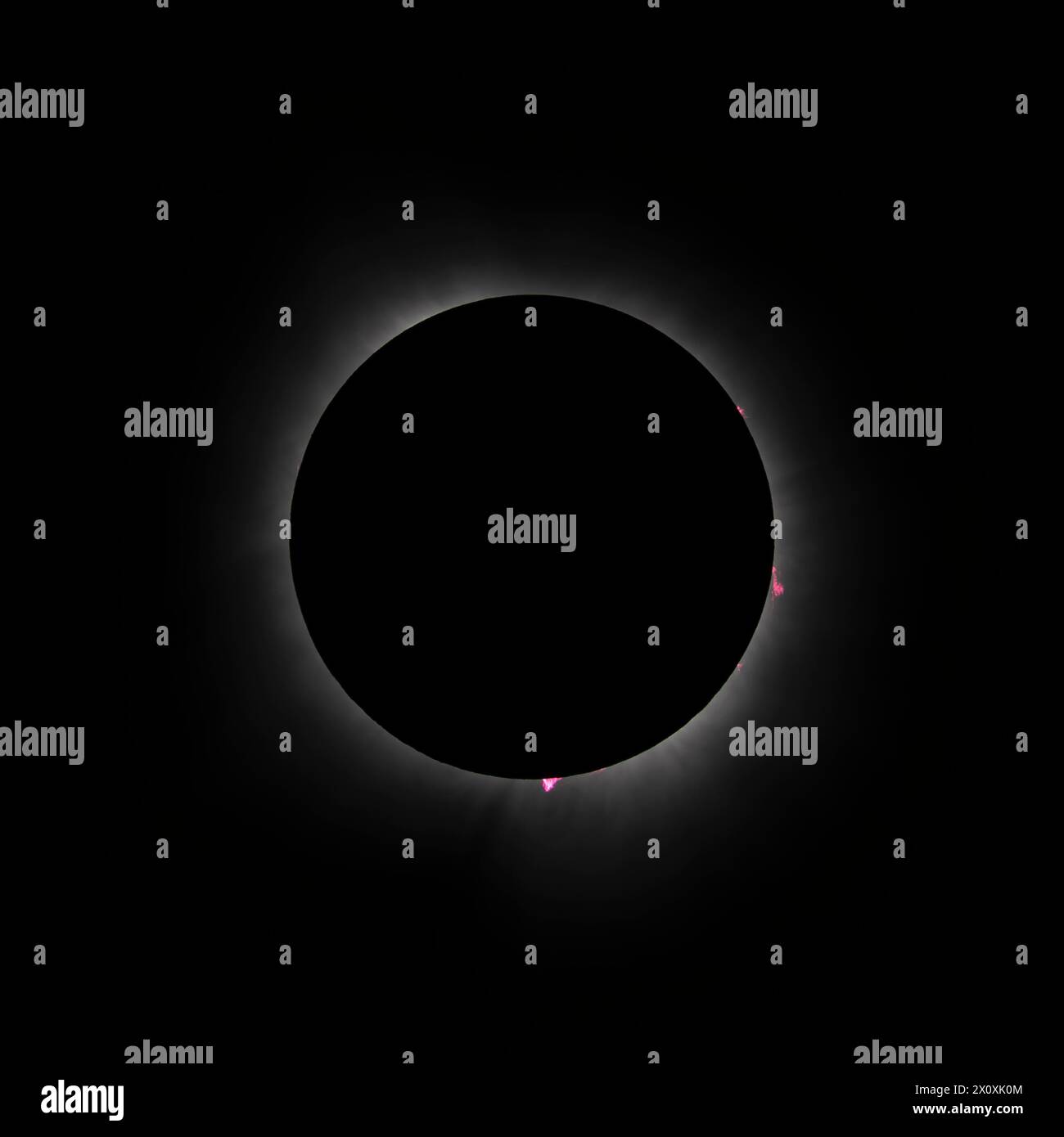 Totality during the solar eclipse on April 8, 2024, with solar