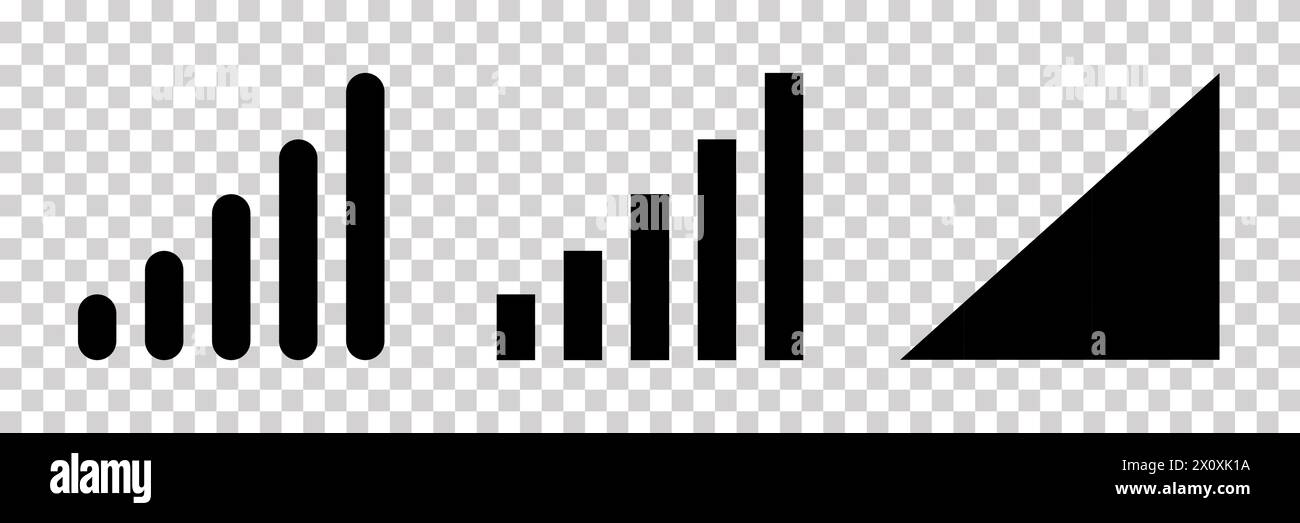 Set of communication signal strength icons. Cellular reception symbols ...