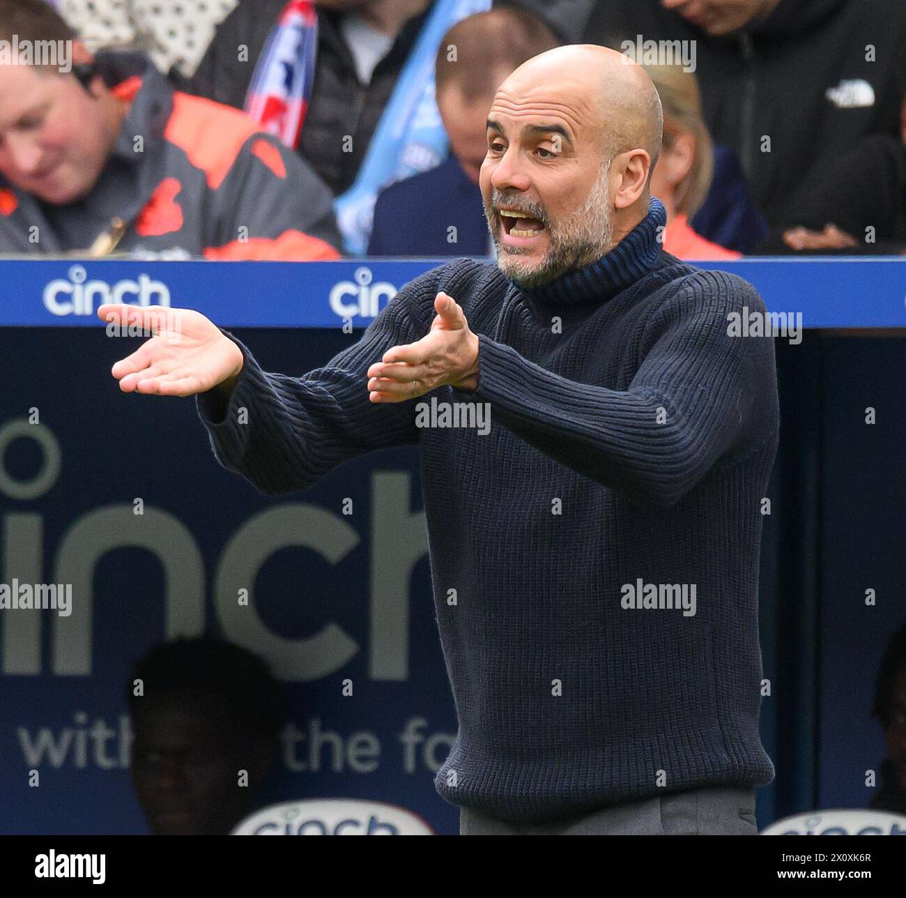 London, UK. 06th Apr, 2024  - Crystal Palace v Manchester City - Premier League - Selhurst Park.                                                              Manchester City Mananger Pep Guardiola.                                       Picture Credit: Mark Pain / Alamy Live News Stock Photo