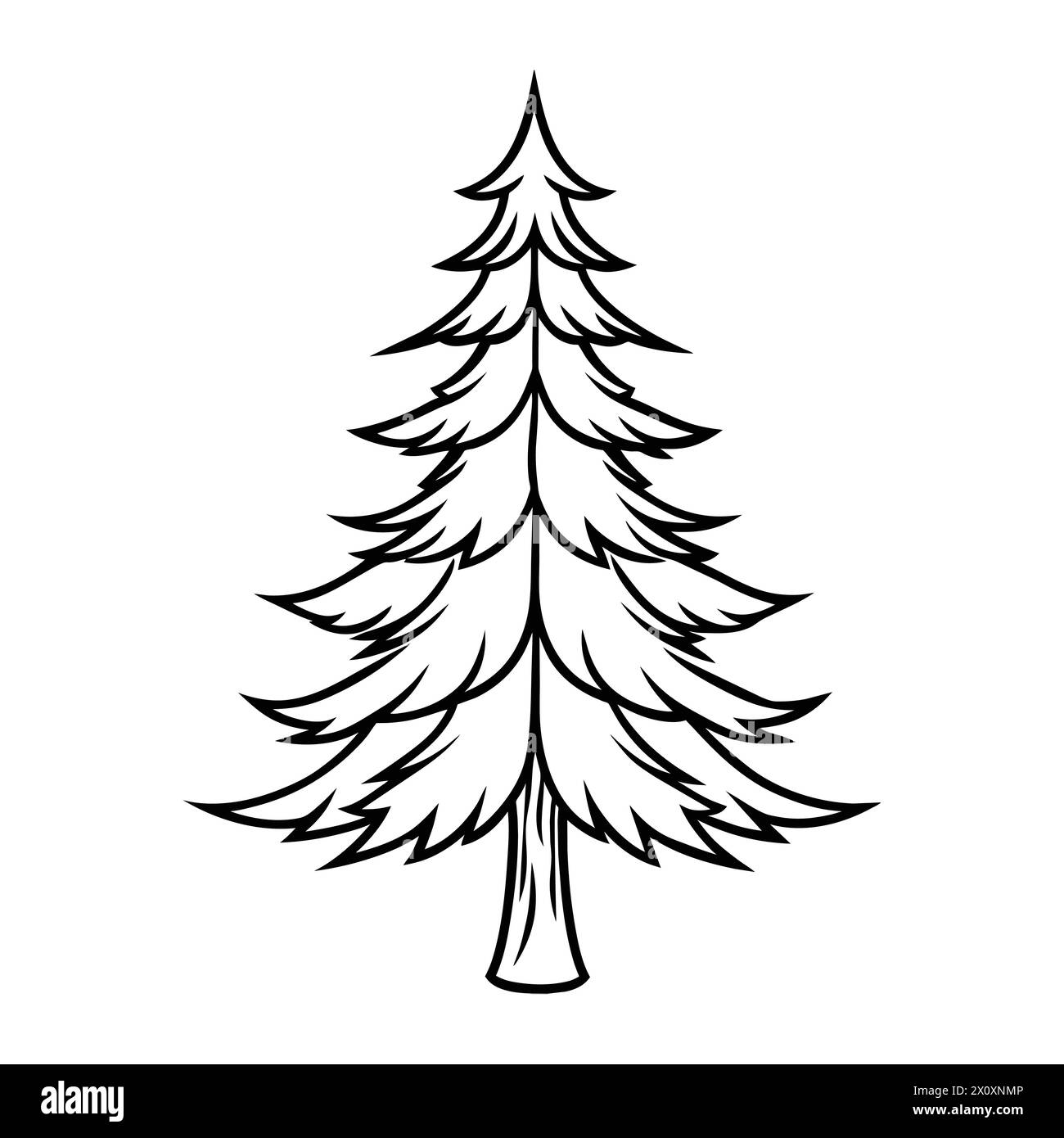 A pine tree-'Majestic Pine Tree in Tranquil Forest Setting' Stock Vector