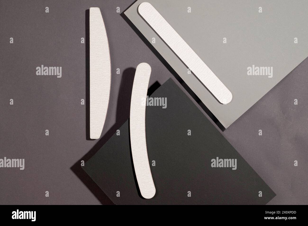 Set of gray nail files of different shapes and different stiffness on ...