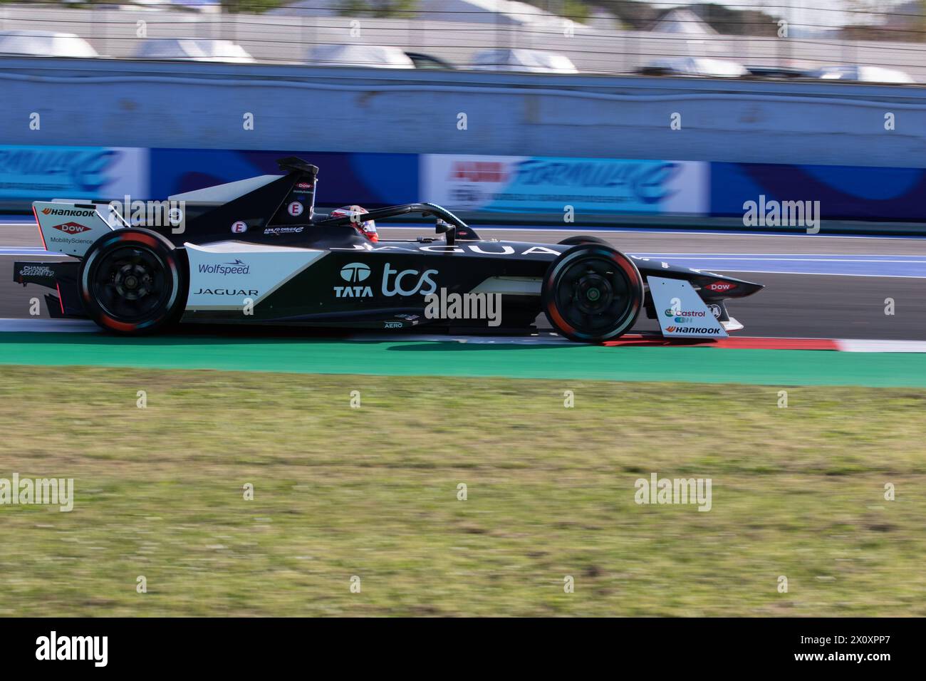 Varese, Italy. 13th Apr, 2024. 09 Mitch Evans AGUAR TCS RACING during race World Championships, Round 6 E-Prix at Misano World Circuit Marco Simoncelli on April 13, 2024 in Misano Adriatico, Italy. (Photo by Fabio Averna/Sipa USA) Credit: Sipa USA/Alamy Live News Stock Photo