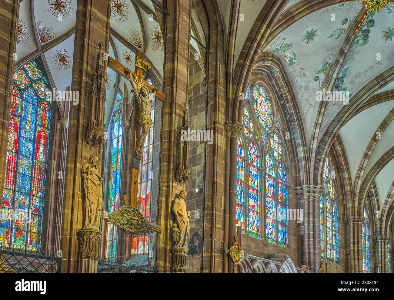 Strasbourg, France- September 22, 2022: The side nave of the gotic Cathedrak of Our Lady Stock Photo