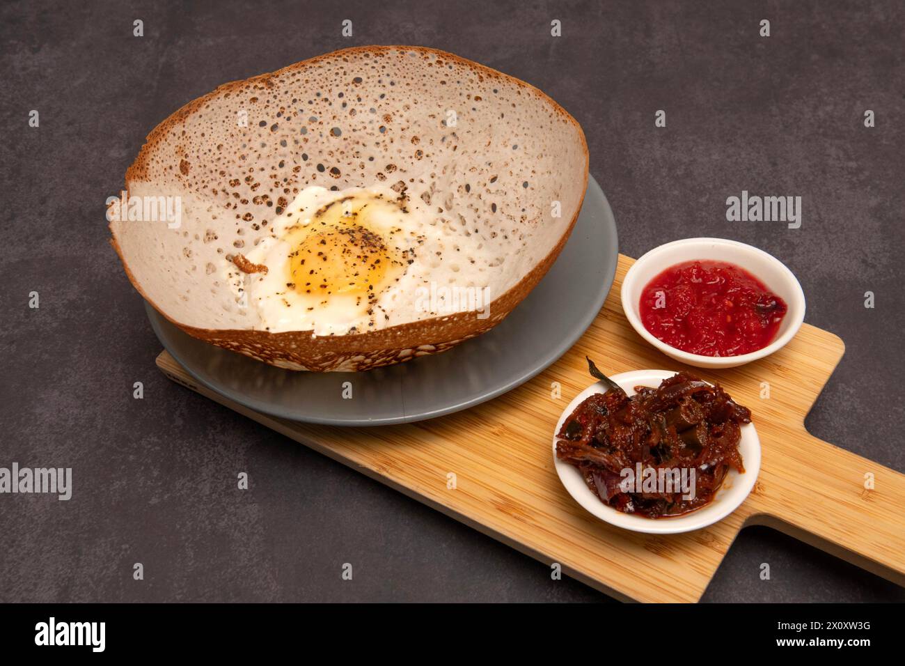 Sri Lankan food. Egg hopper Stock Photo