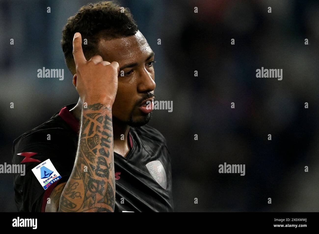 Jerome Boateng of US Salernitana reacts during the Serie A football match between SS Lazio and US Salernitana at Olimpico stadium in Rome (Italy), April 12, 2024. Stock Photo