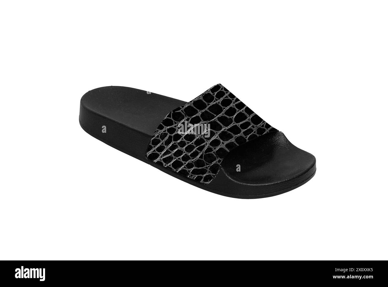 black slide in slipper isolated on white background Stock Photo