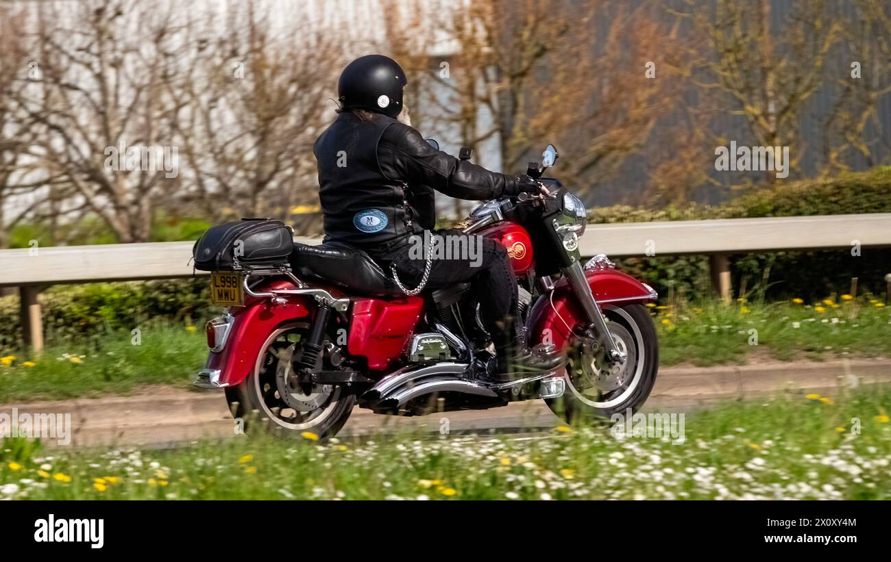 Milton Keynes,UK Apr 14th 2024 1993 Harley Davidson motorcycle on a