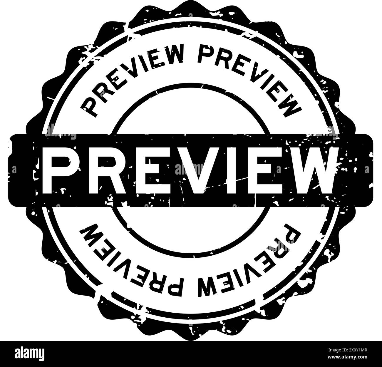 Grunge black preview word round rubber seal stamp on white background Stock Vector