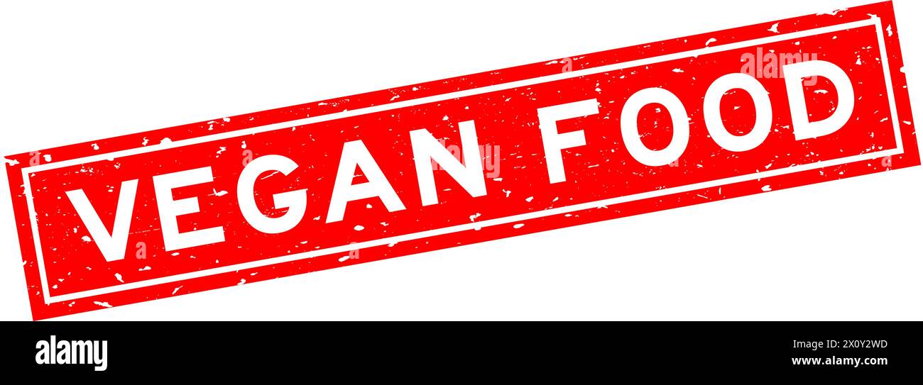 Grunge red vegan food word square rubber seal stamp on white background ...